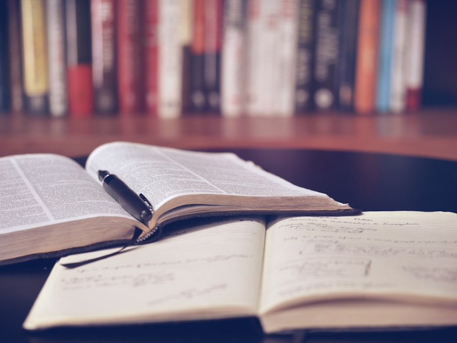 Close-up of student writing in a notebook
